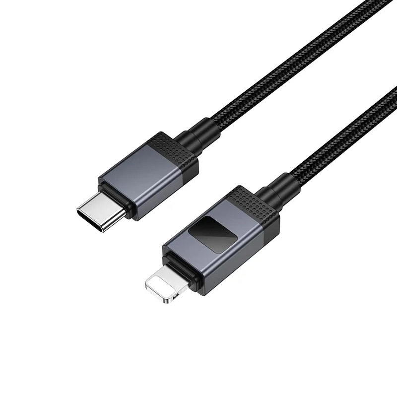 Cablu Date si Incarcare USB-C - Lightning HOCO X118 Display, 27W, 1m, Negru