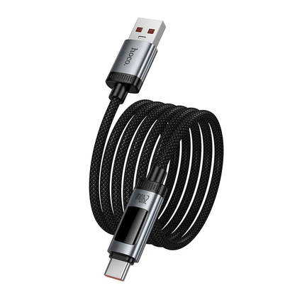 Cablu Date si Incarcare USB-A - USB-C HOCO Display U148, 100W, 1.2m, Negru