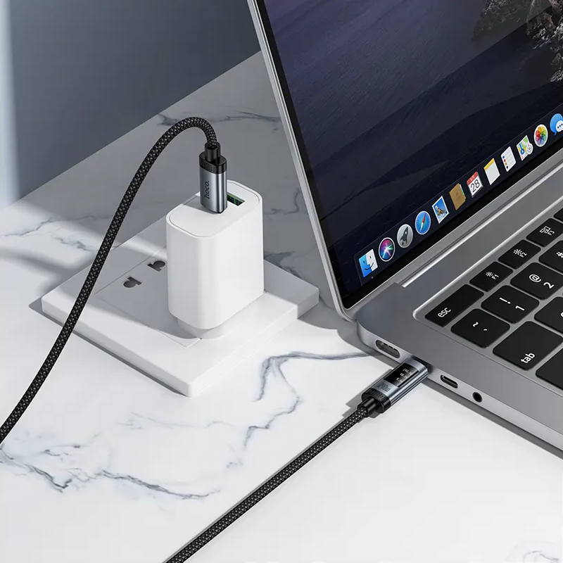 Cablu Date si Incarcare USB-C - USB-C HOCO Display U148, 240W, 1.2m, Negru