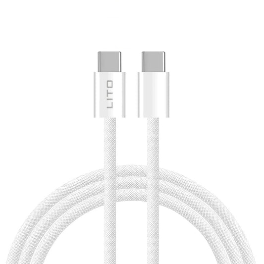 Cablu Date si Incarcare USB-C - USB-C Lito LD04CC, 60W, 2m, Alb