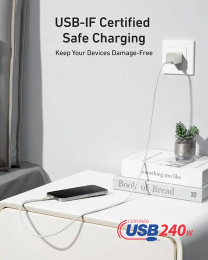 Cablu Date si Incarcare USB-C - USB-C Anker, 240W, 0.9m, Alb A82E2H21