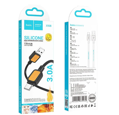 Cablu Date si Incarcare USB-A - USB-C HOCO X108, 18W, 1m, Negru
