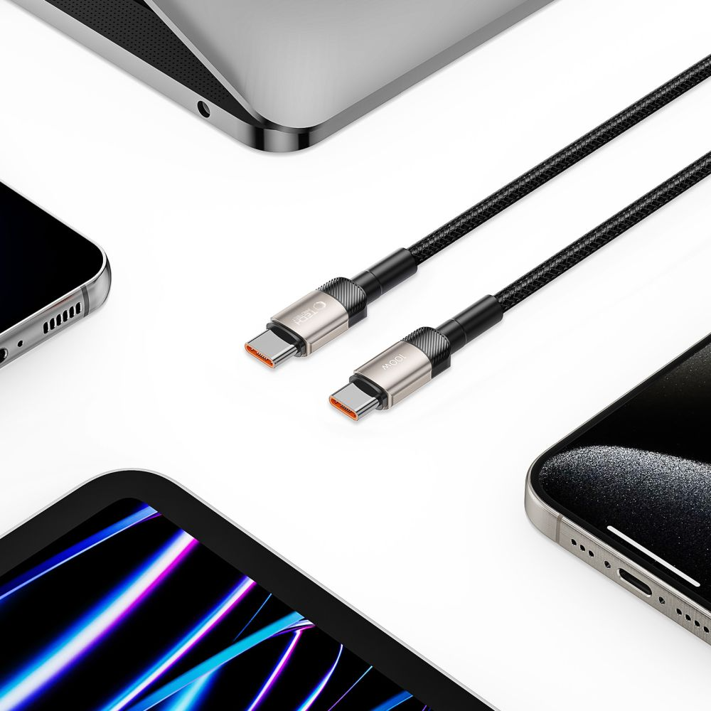 Cablu Date si Incarcare USB-C - USB-C Tech-Protect Ultraboost EVO, 100W, 1m, Argintiu