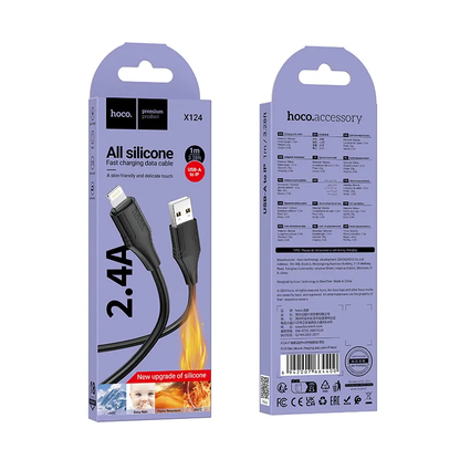 Cablu Date si Incarcare USB-A - Lightning HOCO X124, 18W, 1m, Negru