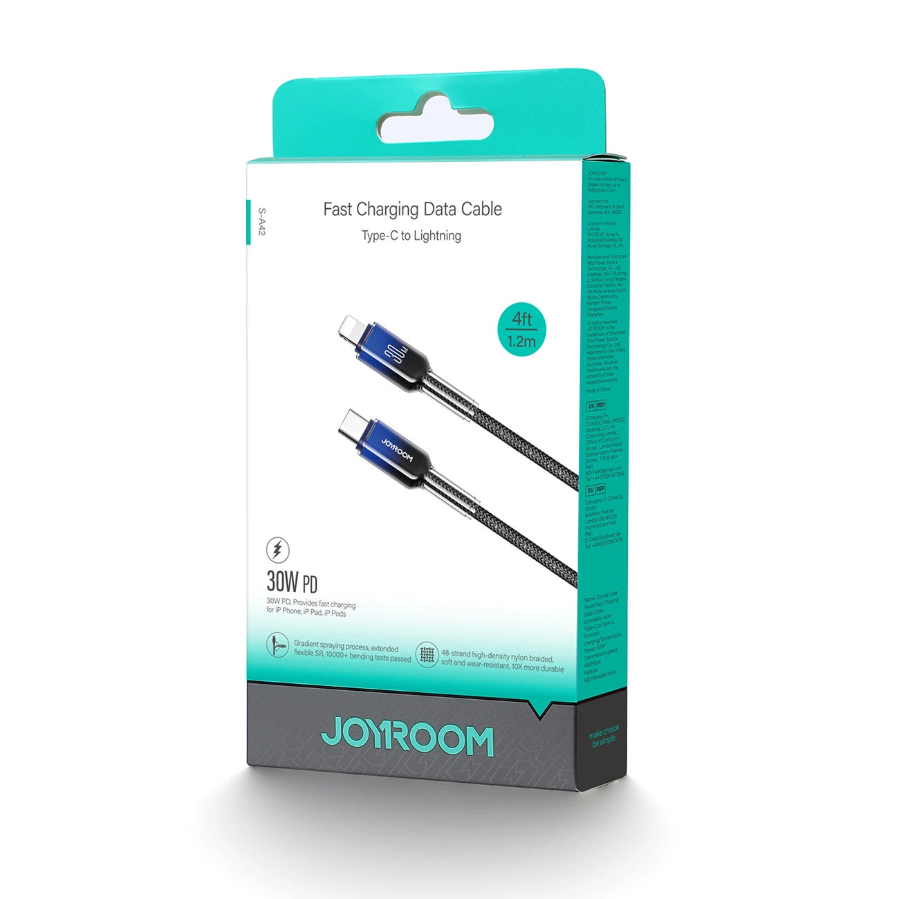 Cablu Date si Incarcare USB-C - Lightning Joyroom S-A42, 30W, 1.2m, Negru