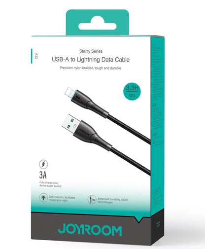 Cablu Date si Incarcare USB-A - Lightning Joyroom SA32-AL3, 18W, 1m, Negru