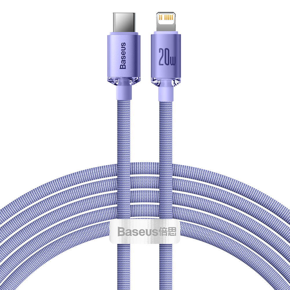 Cablu Date si Incarcare USB-C - Lightning Baseus Crystal Shine Series, 20W, 2m, Mov CAJY000305