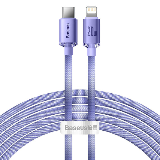 Cablu Date si Incarcare USB-C - Lightning Baseus Crystal Shine Series, 20W, 2m, Mov CAJY000305