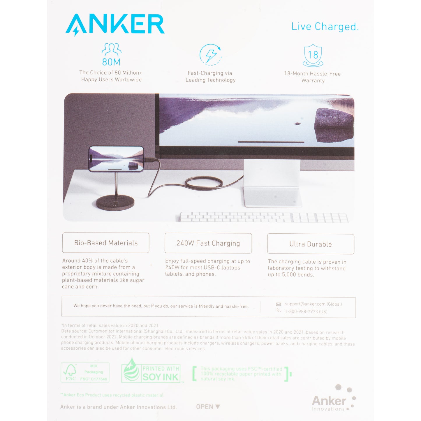 Cablu Date si Incarcare USB-C - USB-C Anker, 240W, 0.9m, Negru A80N1H11