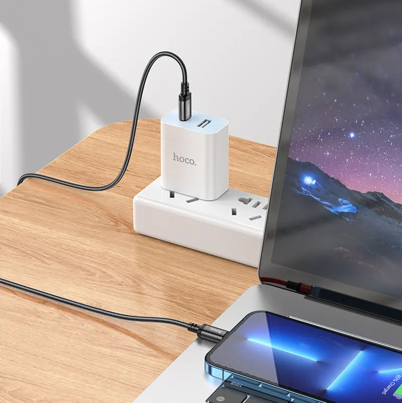 Cablu Date si Incarcare USB-C - Lightning HOCO X89, 27W, 2m, Negru