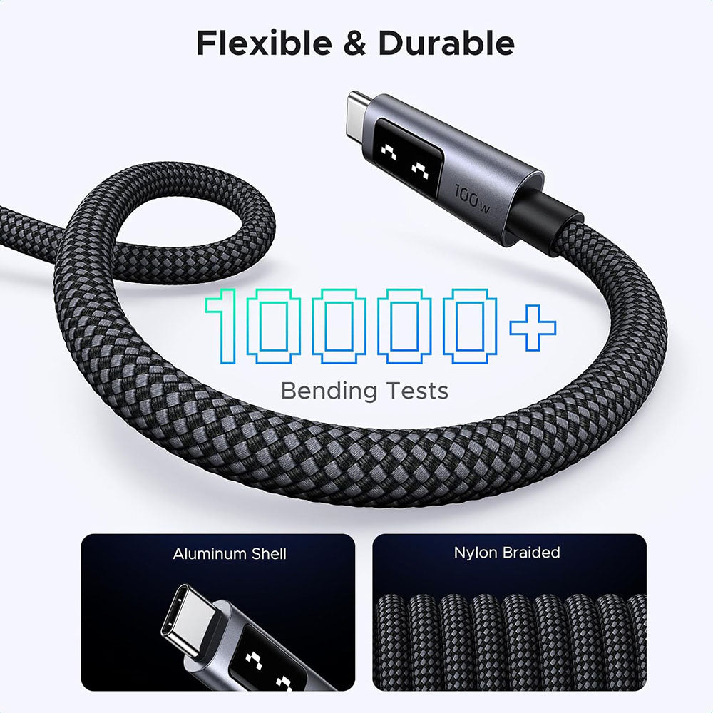Cablu Date si Incarcare USB-C - USB-C UGREEN L509, 100W, 1m, Gri