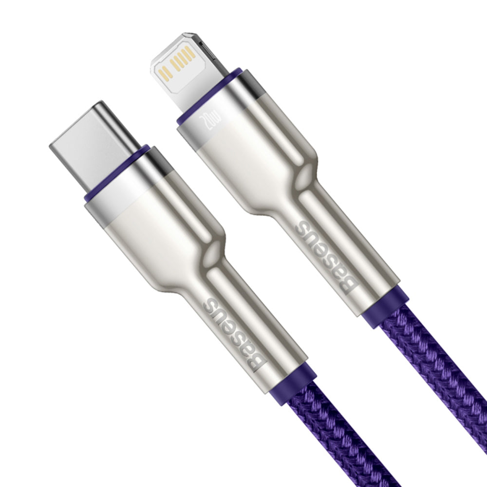 Cablu Date si Incarcare USB-C - Lightning Baseus Cafule Metal Series, 20W, 1m, Mov CATLJK-A05