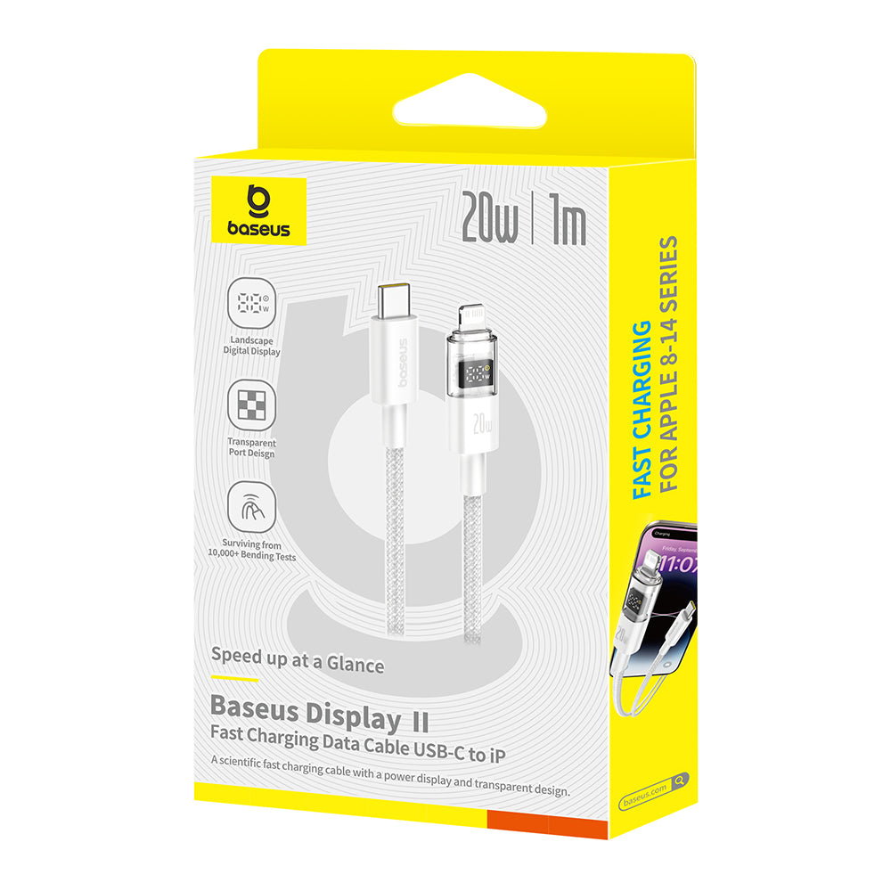 Cablu Date si Incarcare USB-C - Lightning Baseus Display 2, 20W, 1m, Alb P10382703211-00