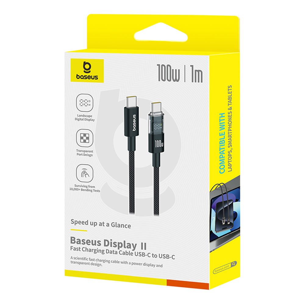 Cablu Date si Incarcare USB-C - USB-C Baseus Display 2, 100W, 1m, Negru P10382702121-00