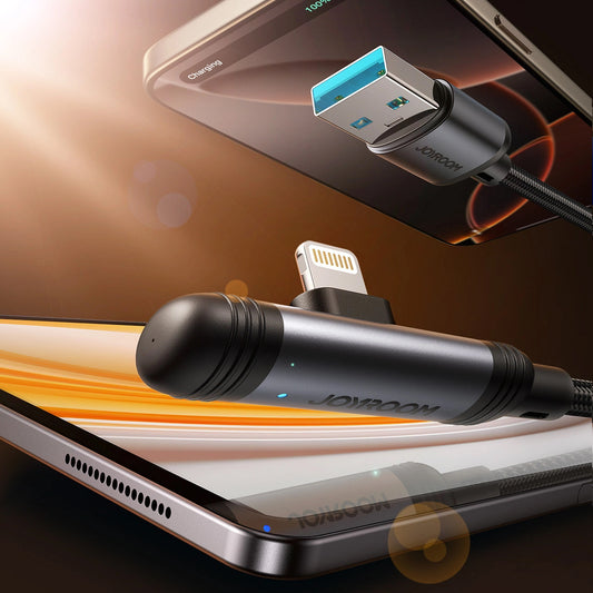 Cablu Date si Incarcare USB-A - Lightning Joyroom S-A56 EnjoyX Angled, 18W, 1.2m, Negru