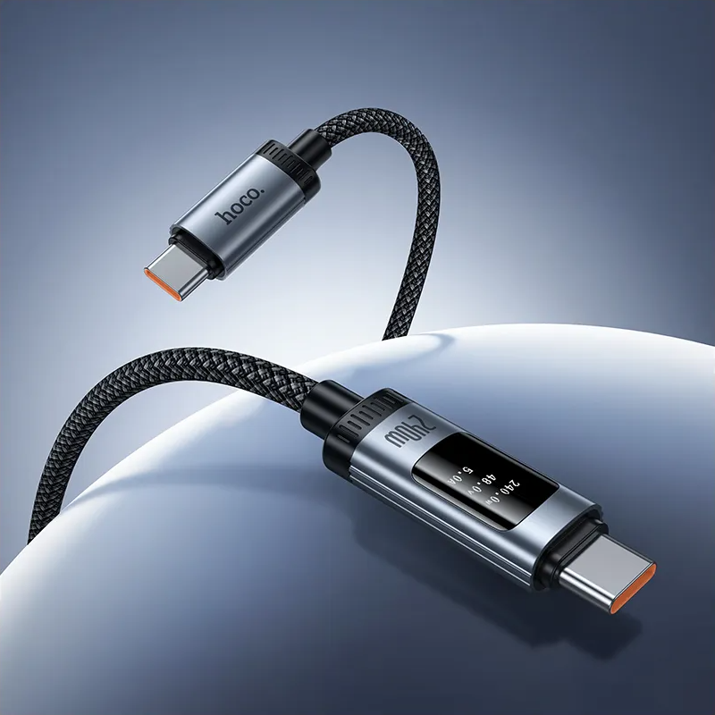 Cablu Date si Incarcare USB-C - USB-C HOCO Display U148, 240W, 1.2m, Negru