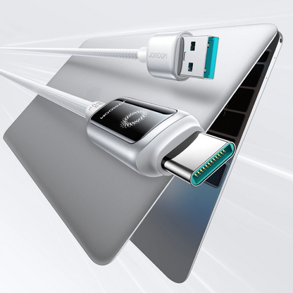 Cablu Date si Incarcare USB-A - USB-C Joyroom S-A55 StarFlight Display, 66W, 1.2m, Alb