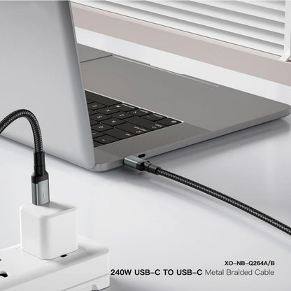 Cablu Date si Incarcare USB-C - USB-C XO Design NB-Q264B, 240W, 2m, Negru