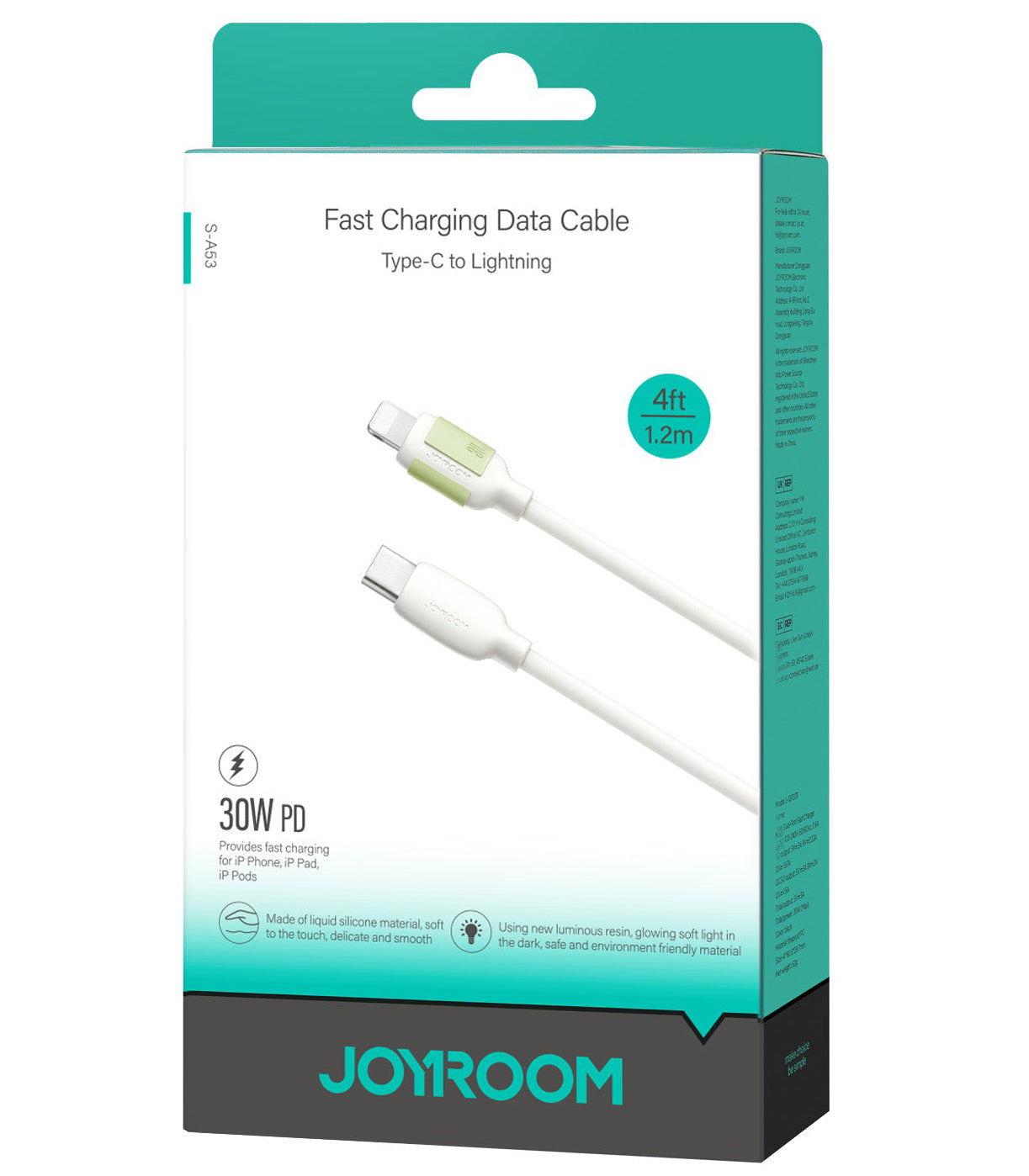 Cablu Date si Incarcare USB-C - Lightning Joyroom S-A53, 30W, 1.2m, Bej