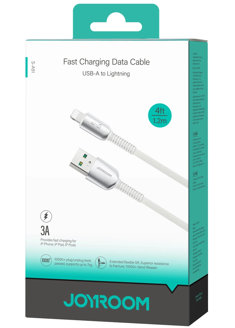 Cablu Date si Incarcare USB-A - Lightning Joyroom S-A51, 18W, 1.2m, Gri