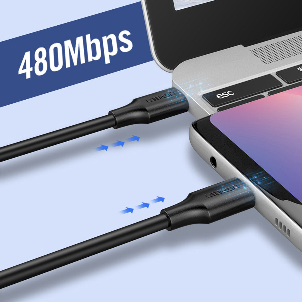 Cablu Date si Incarcare USB-C - USB-C UGREEN US286, 60W, 2m, Negru