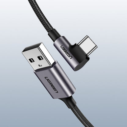 Cablu Date si Incarcare USB-A - USB-C UGREEN US284 Angled, 60W, 3m, Gri