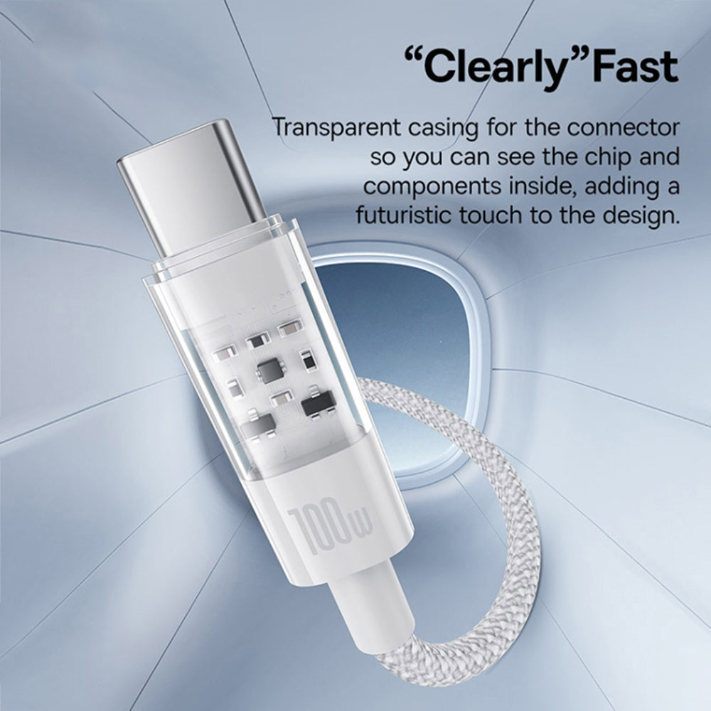 Cablu Date si Incarcare USB-C - USB-C Baseus Gem, 100W, 2m, Alb P10373000211-01