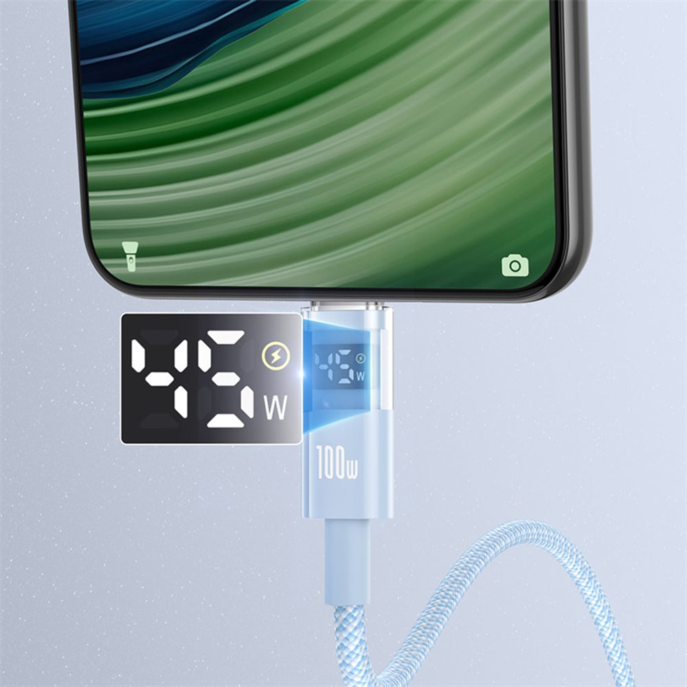 Cablu Date si Incarcare USB-A - USB-C Baseus Display 2, 100W, 1m, Albastru P10382701311-00