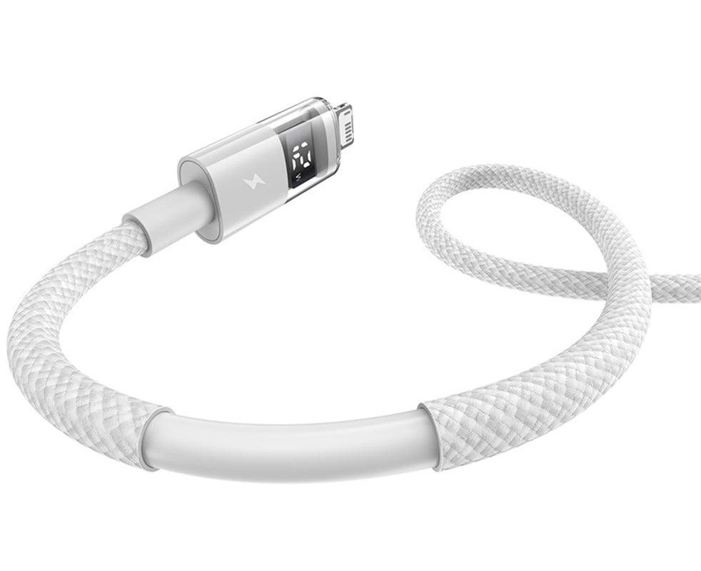 Cablu Date si Incarcare USB-A - Lightning Baseus Display 2, 18W, 2m, Alb P10382700211-01