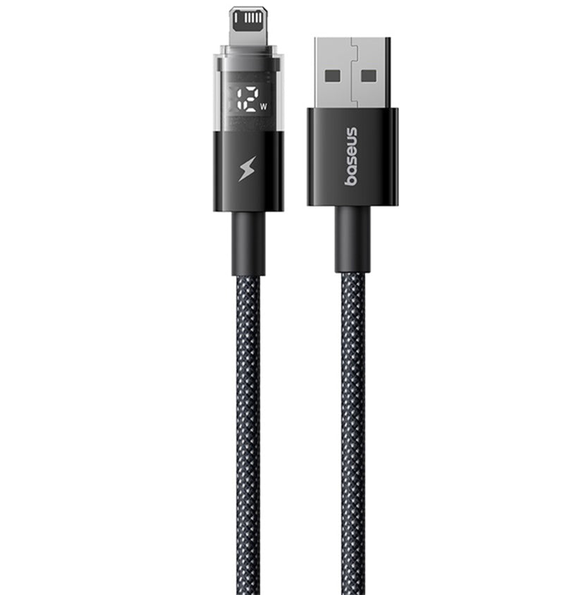 Cablu Date si Incarcare USB-A - Lightning Baseus Display 2, 18W, 2m, Negru P10382700121-01