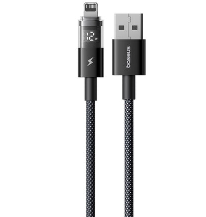 Cablu Date si Incarcare USB-A - Lightning Baseus Display 2, 18W, 2m, Negru P10382700121-01