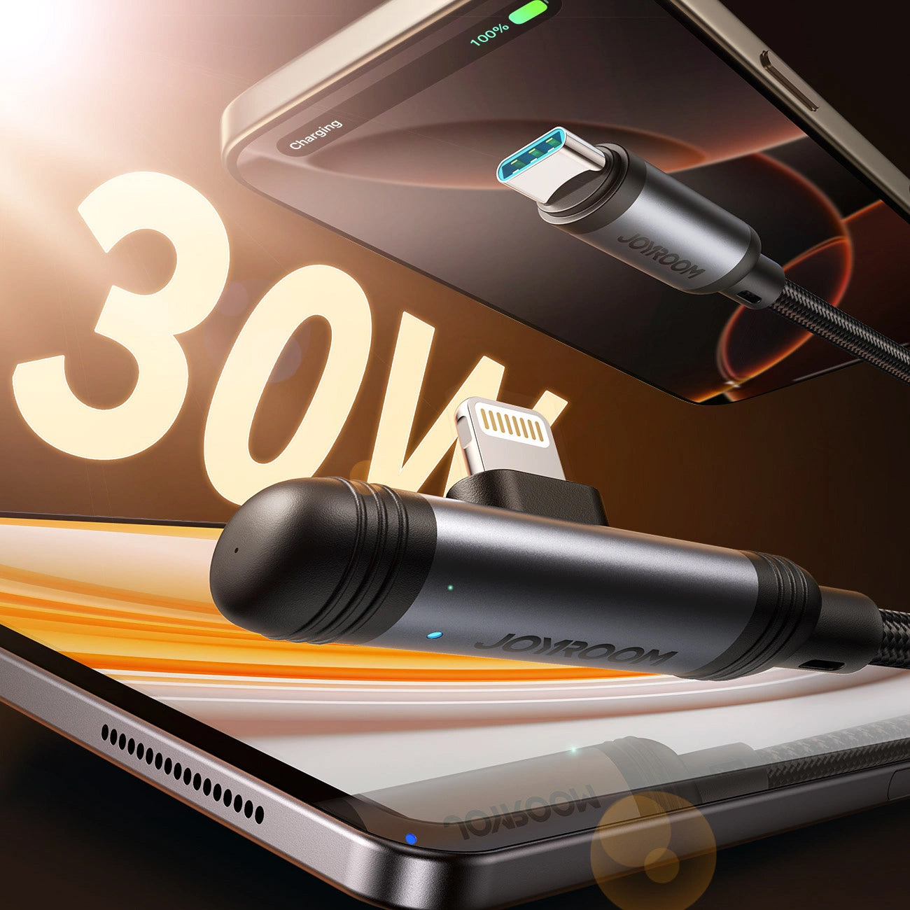 Cablu Date si Incarcare USB-C - Lightning Joyroom S-A56 EnjoyX Angled, 30W, 1.2m, Negru