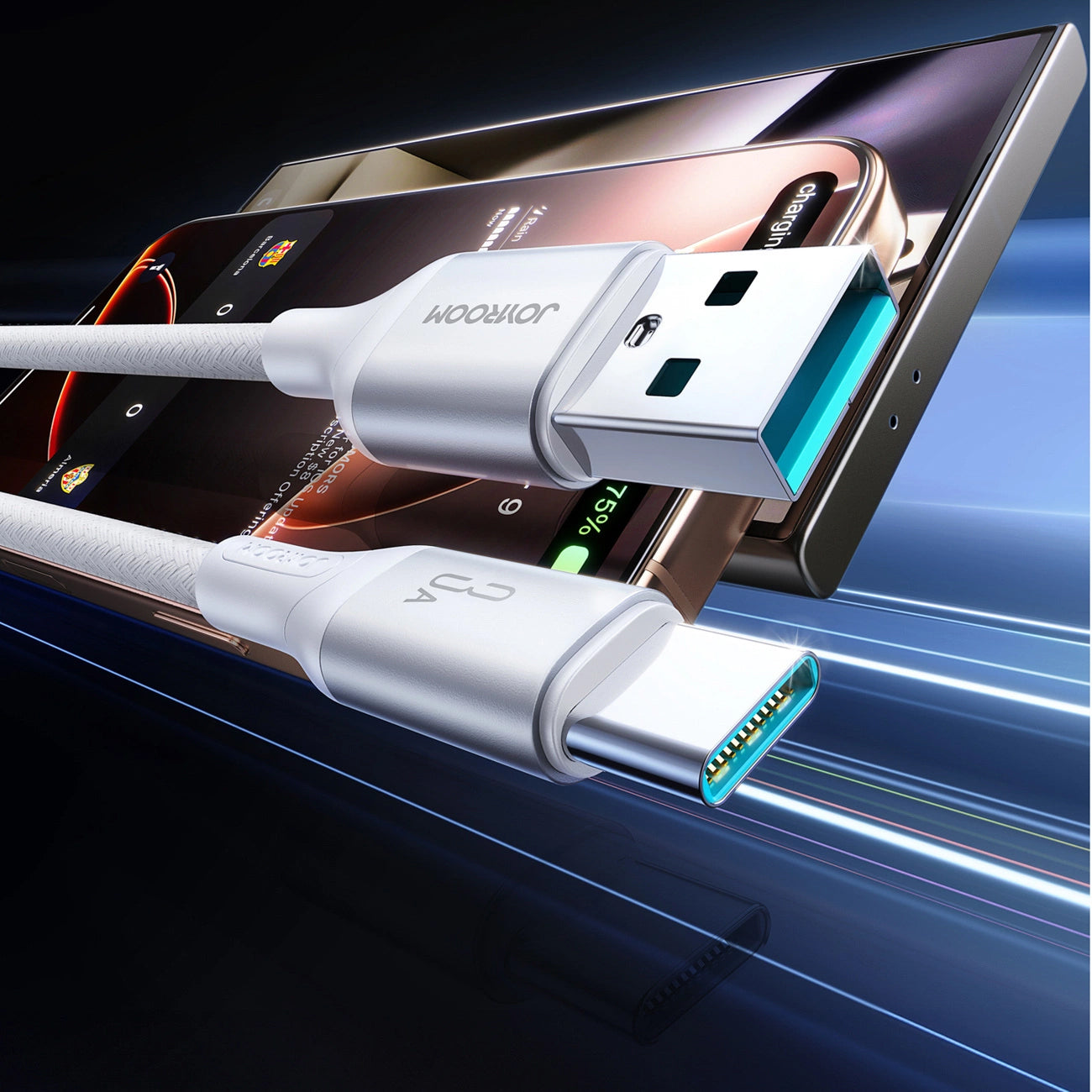 Cablu Date si Incarcare USB-A - USB-C Joyroom S-A28 Flash, 30W, 2m, Alb