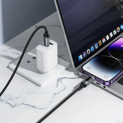 Cablu Date si Incarcare USB-C - Lightning HOCO Display U148, 27W, 1.2m, Negru