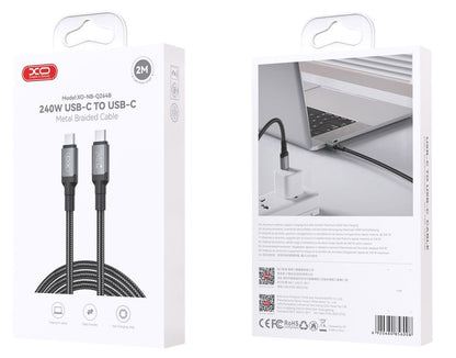 Cablu Date si Incarcare USB-C - USB-C XO Design NB-Q264B, 240W, 2m, Negru