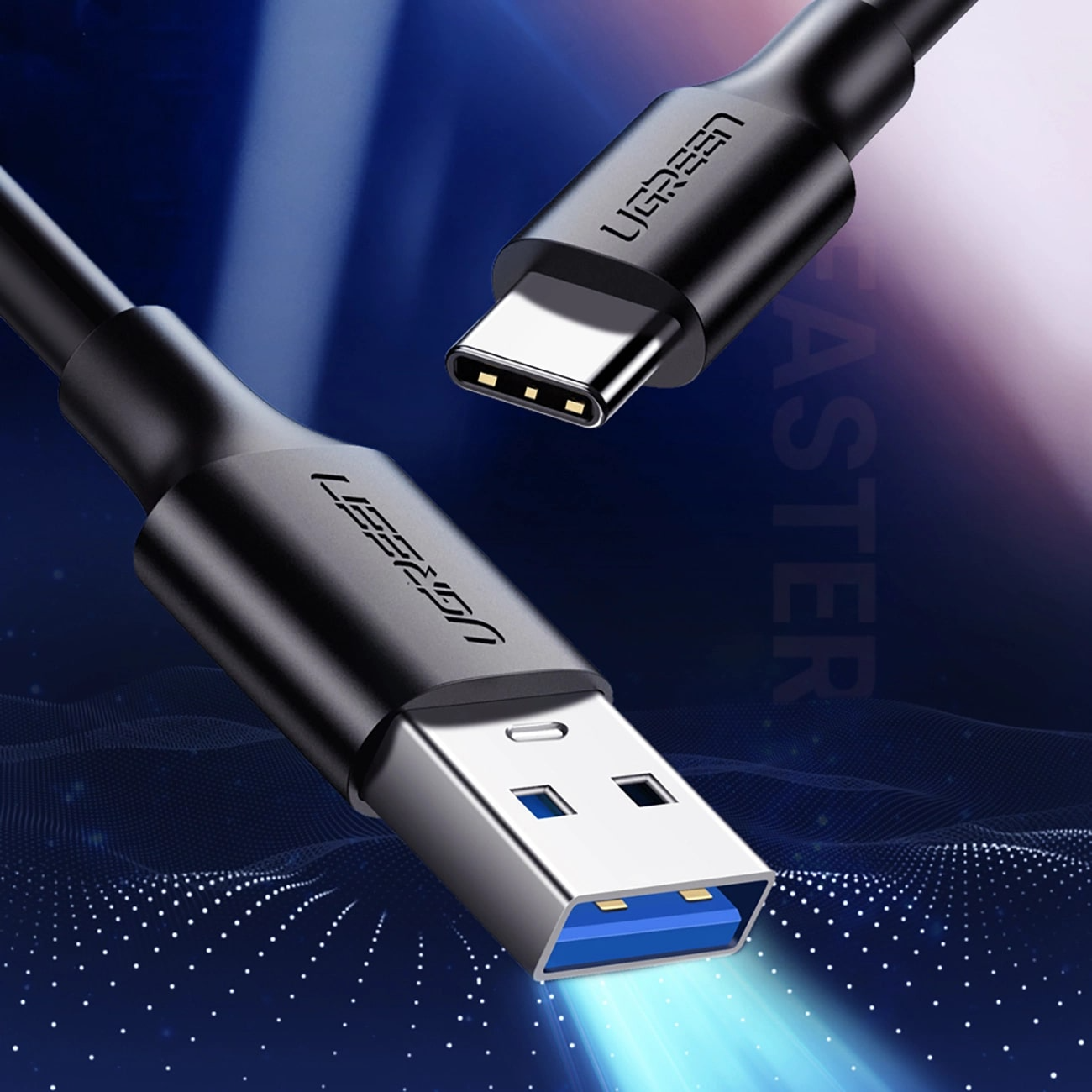 Cablu Date si Incarcare USB-A - USB-C UGREEN US184, 18W, 0.5m, Negru