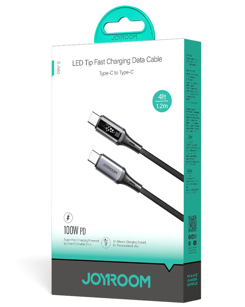 Cablu Date si Incarcare USB-C - USB-C Joyroom S-A60 StarTalk, 100W, 1.2m, Negru