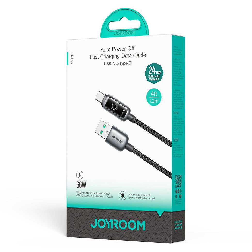 Cablu Date si Incarcare USB-A - USB-C Joyroom S-A55 StarFlight Display, 66W, 1.2m, Negru