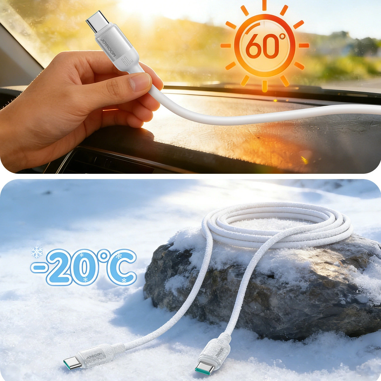 Cablu Date si Incarcare USB-C - USB-C Joyroom S-A62 Lively, 60W, 1.2m, Alb