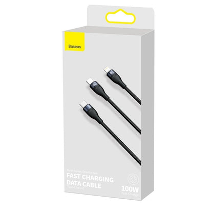 Cablu Date si Incarcare USB-C - Lightning / USB-C Baseus Flash Series 2in1, 100W, 1.2m, Negru CA1T2-F01