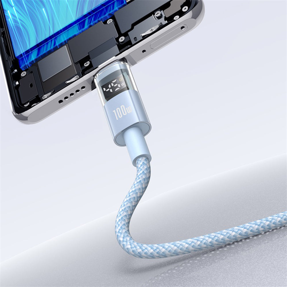 Cablu Date si Incarcare USB-A - USB-C Baseus Display 2, 100W, 1m, Albastru P10382701311-00