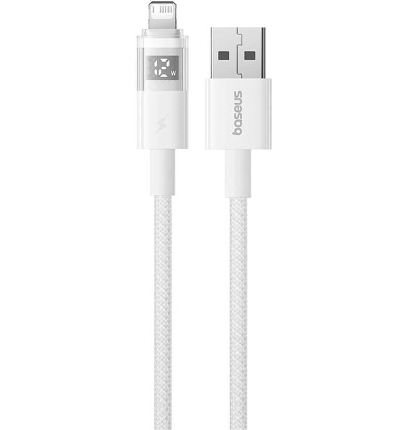Cablu Date si Incarcare USB-A - Lightning Baseus Display 2, 18W, 2m, Alb P10382700211-01