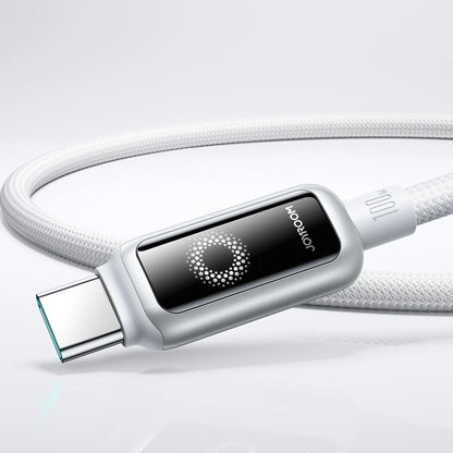 Cablu Date si Incarcare USB-C - USB-C Joyroom S-A55 StarFlight Display, 100W, 1.2m, Alb