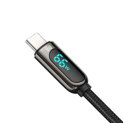 Cablu Date si Incarcare USB-A - USB-C Baseus Display, 66W, 2m, Negru CASX020101
