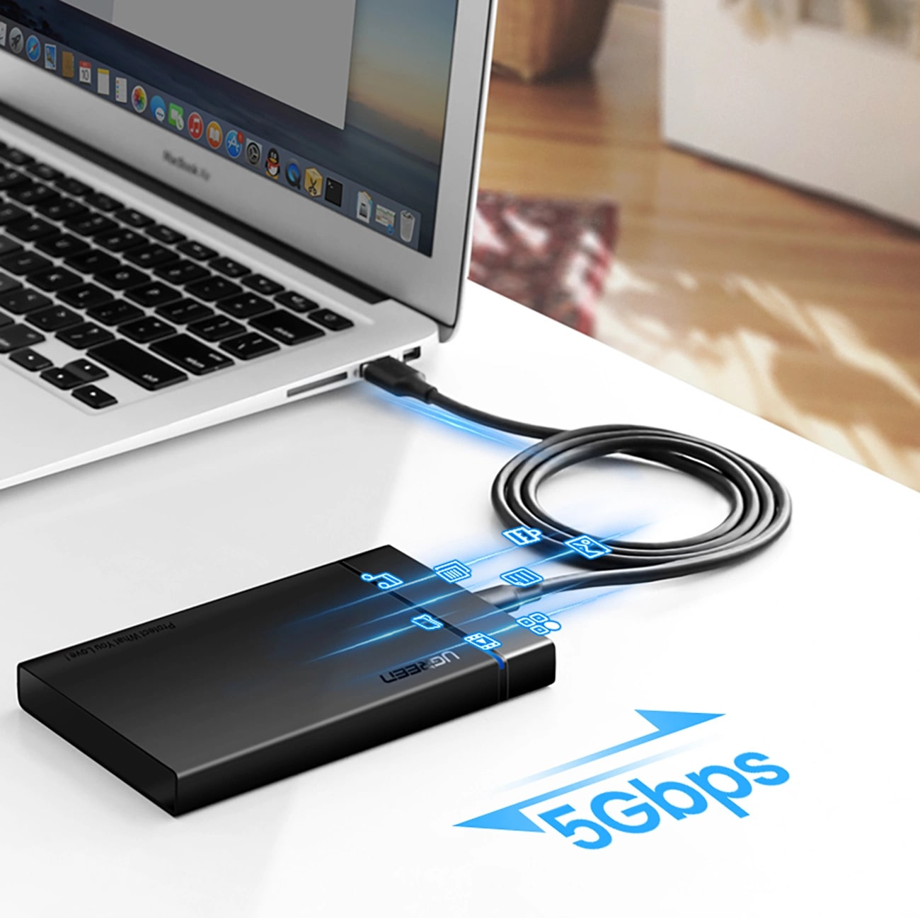 Cablu Date si Incarcare USB-A - USB-C UGREEN US184, 18W, 0.5m, Negru