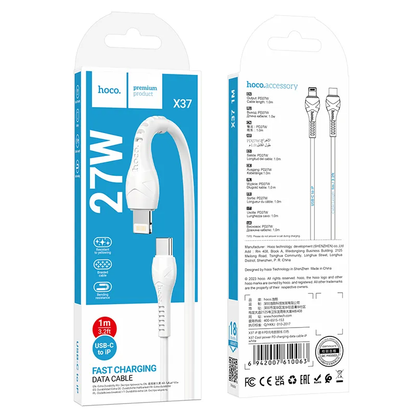 Cablu Date si Incarcare USB-C - Lightning HOCO X37, 27W, 1m, Alb
