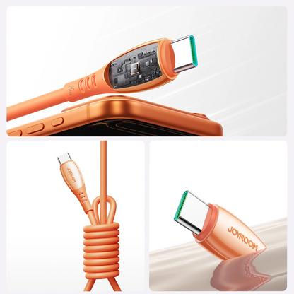 Cablu Date si Incarcare USB-C - USB-C Joyroom S-A59 Vibrant, 60W, 1.2m, Portocaliu