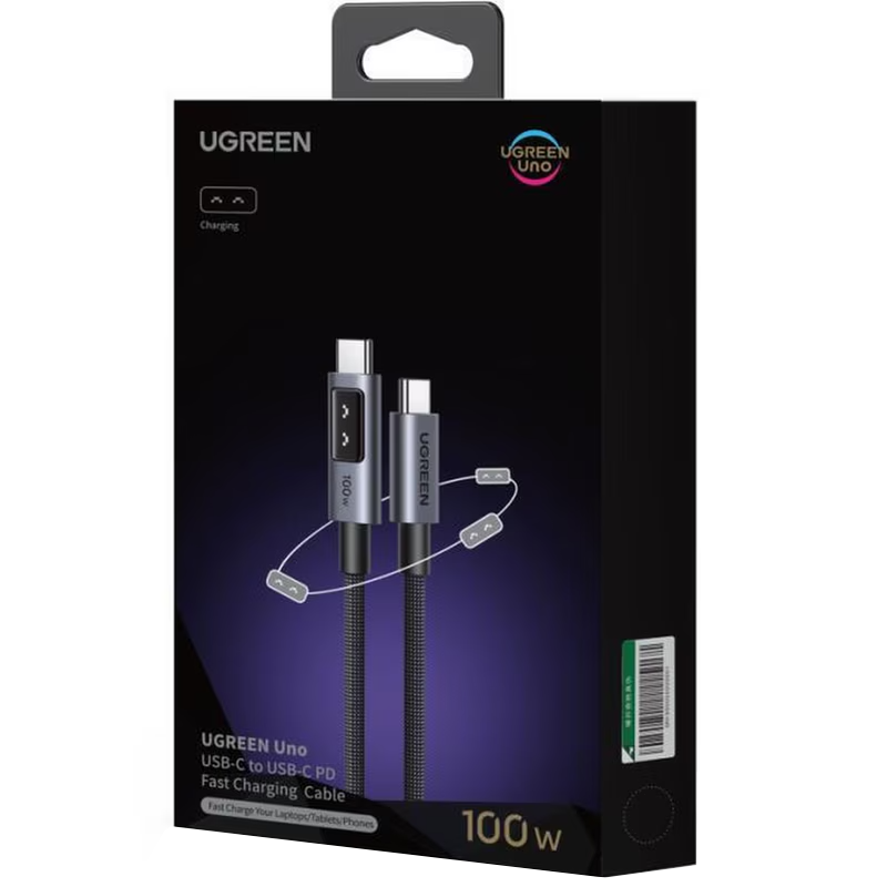 Cablu Date si Incarcare USB-C - USB-C UGREEN L509, 100W, 1m, Gri