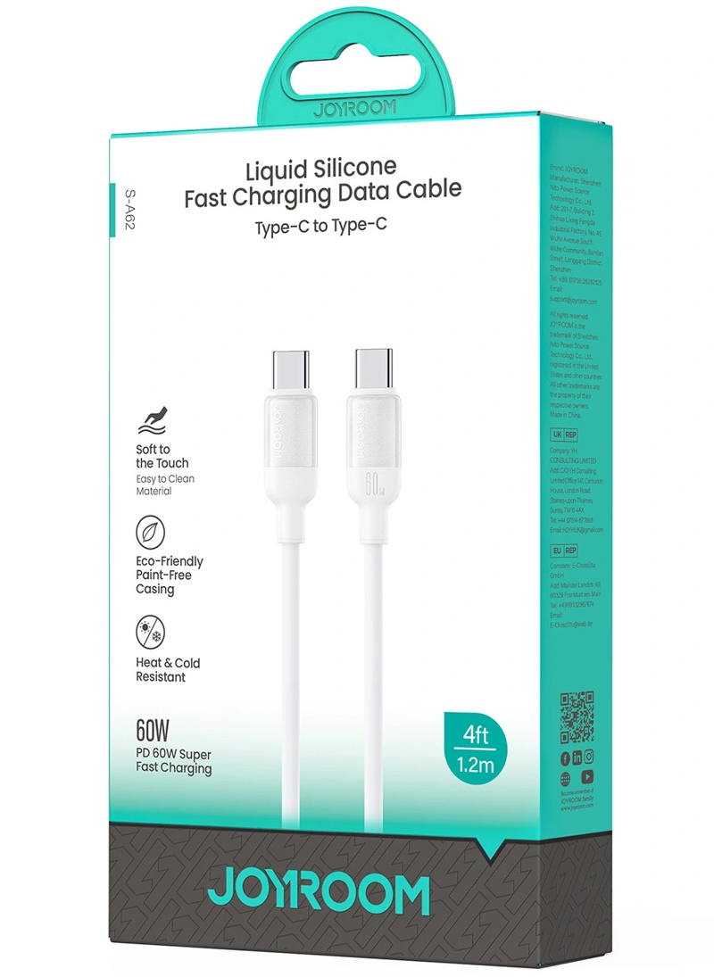 Cablu Date si Incarcare USB-C - USB-C Joyroom S-A62 Lively, 60W, 1.2m, Alb