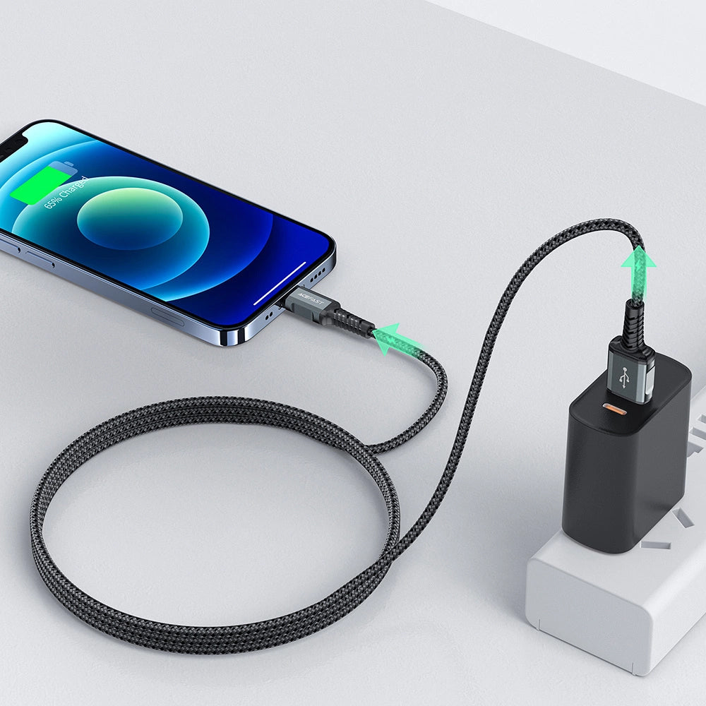 Cablu Date si Incarcare USB-A - Lightning Acefast C1-02, 18W, 1.2m, Negru